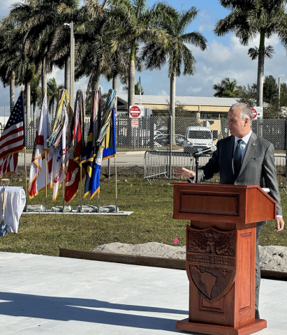 Rep. Diaz-Balart delivering remarks at the groundbreaking ceremony