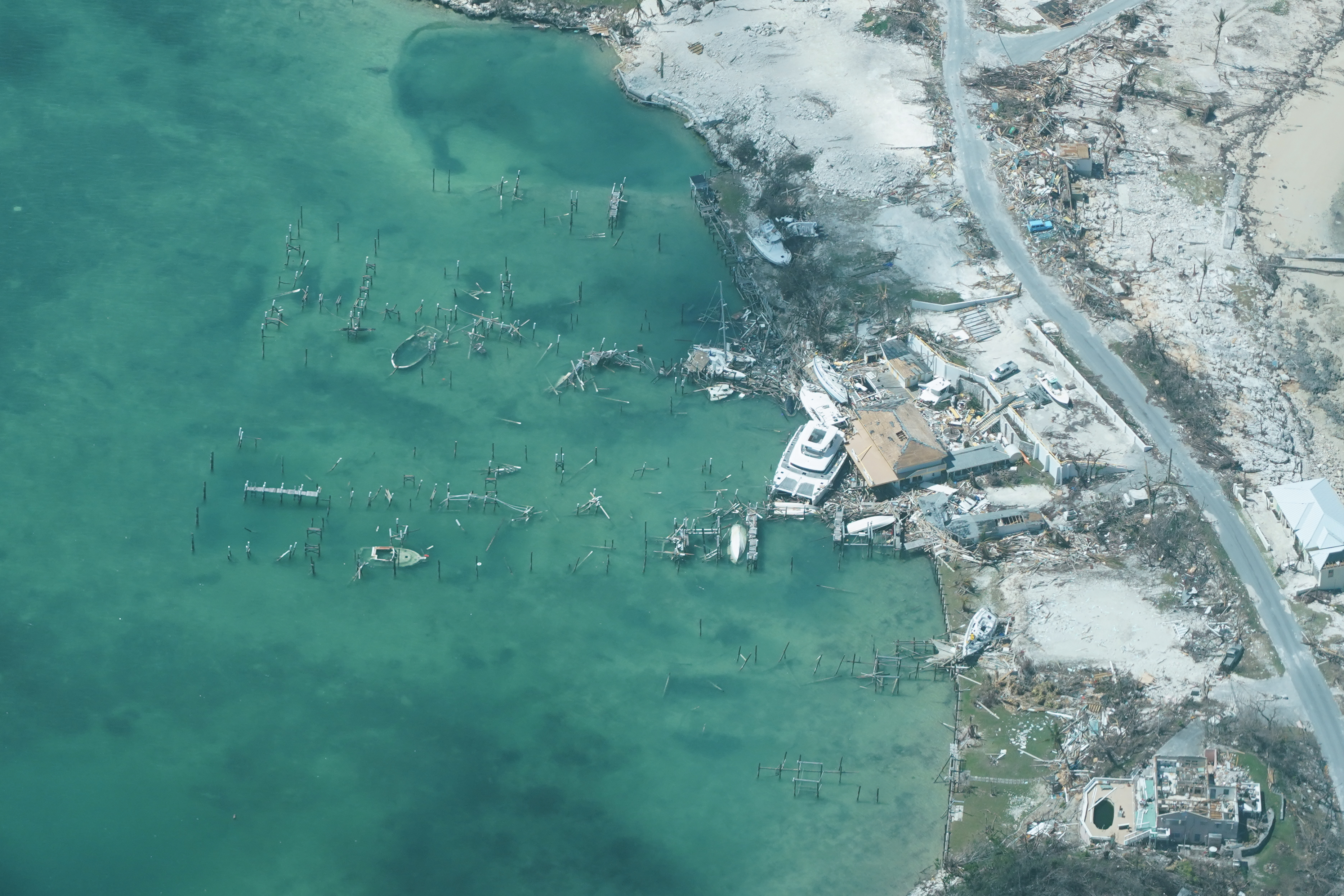 Aerial shot of Hurricane Dorian's impact on Abaco Islands