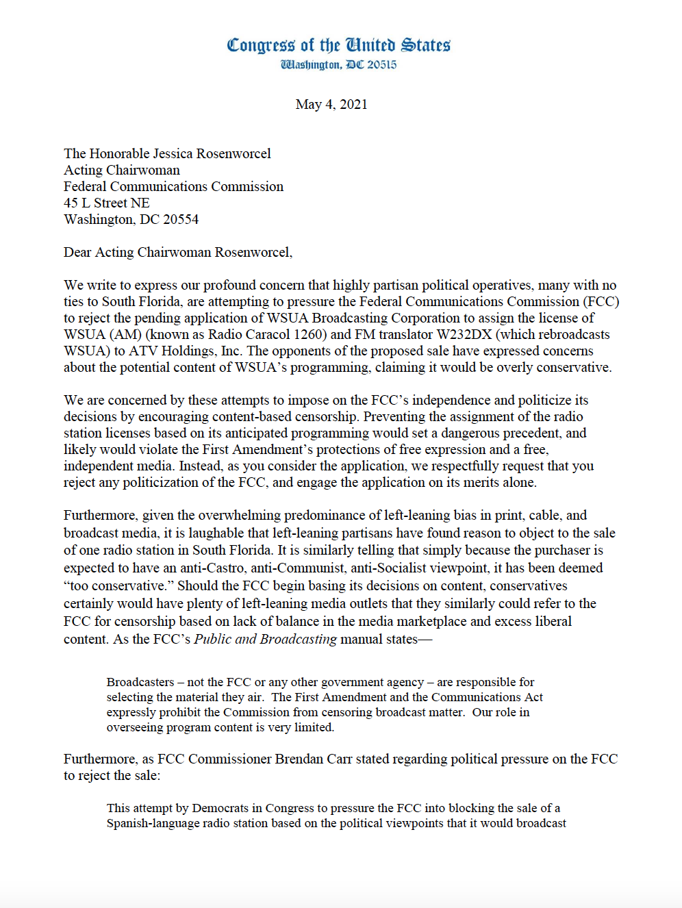 Screenshot of Diaz-Balart, Colleagues Request Information on the Deferred Enforced Departure (DED) for Venezuelans