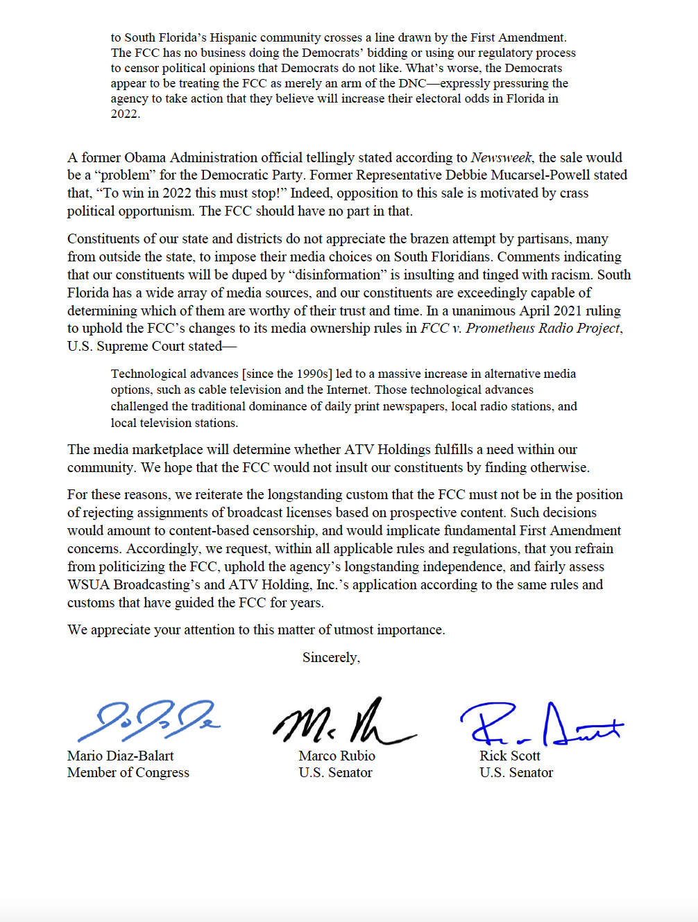 Screenshot of Diaz-Balart, Colleagues Request Information on the Deferred Enforced Departure (DED) for Venezuelans