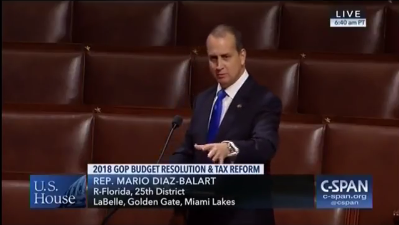 Congressman Diaz-Balart at podium C-SPAN